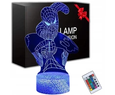 Bez Marki Naktinė lempa 3D BIURKO DLA DZIECI SPIDER MAN LED 7 KOLOR USB RGB Pultas