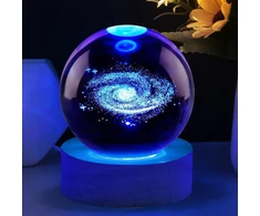 Bez Marki Naktinė lempa 3D KULA KRYSZTAŁOWA GALAKTYKA LED USB NIEBIEESKA