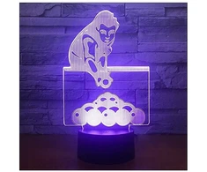 Bez Marki Naktinė lempa 3D LED - BILARD SNOOKER - Z PILOTEM ŚWIECĄCA W 7-MIU KOLORACH