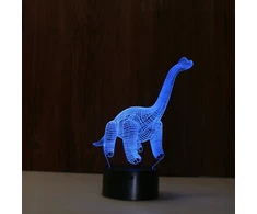 Bez Marki Naktinė lempa 3D LED - DINOZAUR DIPLODOC Z PILOTEM ŚWIECĄCA W 7-MIU KOLORACH