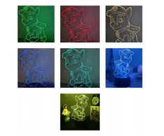 Bez Marki Naktinė lempa NEON AKRYL DEKORACJA 3D LED RGB ROCKY PSI PATROL + Pultas