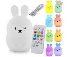 Bez Marki Naktinė lempa Triušiukas DLA DZIECI LED RGB USB Pultas KOLOROWA SILIKON MIĘKKI