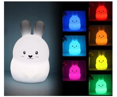 Bez Marki Naktinė lempa Triušiukas DLA DZIECI LED RGB USB Pultas KOLOROWA SILIKON MIĘKKI