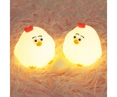 Bez Marki NAKTINĖ VIŠTĖS LEMPA VAIKAMS, MINKŠTAS SPALVOTAS 3000K LED USB SILIKONAS