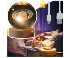 Bez Marki NAKTINIS LEMPAS VAIKAMS STIKLINIS KUMULYS 3D SATURN USB MIEGAMOJI LEMPAS