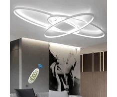 Lubinis šviestuvas Bez Marki NOWOCZESNY ŻYRANDOL LAMPA SUFITOWA LED 3 PIERŚCIENIE ŚCIEMNIANA Z PILOTEM