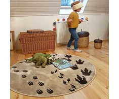 Bez Marki Okrągły sensoryczny dywan DINOZAURY 3D 133cm smėlio spalva NOYA Design