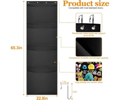 Bez Marki ORGANIZER PLUSZAKÓW 166X58CM 4 KIESZENIE ZAWIESZANY NAD DRZWI