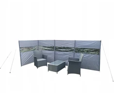 Bez Marki Paravanas lauko poilsiui, 4 paneliai, 460x134cm, su langais