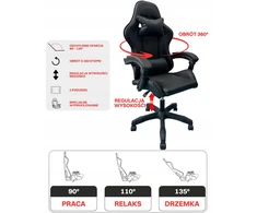 Bez Marki Pasukama žaidimų stalo kėdė Eco Leather Juoda NORD X TECHVIKING