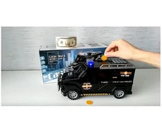 Piggy bank Safe Car Police vaikams už kodą Monetos Banknotai DIDELI