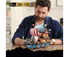 Bez Marki PIRATŲ BURĖLAIVAS IŠ LED BLOKULIŲ 916 ELEMENTŲ KŪRYBINIS MODELIS VAIKAMS