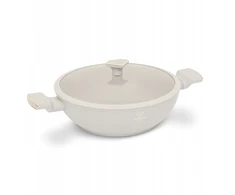 Bez Marki Platus puodas su dangčiu 30 cm, 4.5l, matinės kreminės-auksinės spalvos