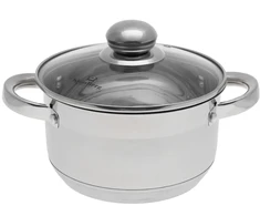 Bez Marki Plieninis PUODAS 9x DUGNIS su dangčiu 1,8L 16cm INDUKCINĖS dujos 2562