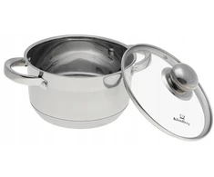 Bez Marki Plieninis PUODAS 9x DUGNIS su dangčiu 1,8L 16cm INDUKCINĖS dujos 2562