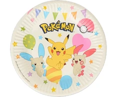 Bez Marki POKEMONAS. VIENKARTINĖS POPIERINĖS PLOKŠTELĖS. 12 VIENŲ RINKINYS ⌀ 19,5 cm