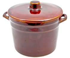 Bez Marki Puodas KAMIONKA su POKRYWKĄ na SMALEC OGÓRKI MASŁO CERAMIKA 14cm / 1L POLSKA