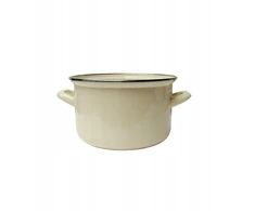 Emalia Olkusz Bez Marki Puodas, kreminės spalvos, 14 cm, 1,25 l