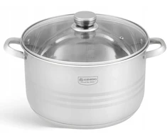 Bez Marki Puodas Stalowy GRUBE 5x DNO Z POKRYWKĄ 12,4L 30cm INDUKCJA Gaz 3020