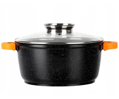 Bez Marki Puodas Z Pokrywką Do Gotowania Duszenia Pieczenia Granitowy 24 Cm 4L
