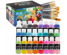 Bez Marki Rinkinys DO MALOWANIA FARBY AKRYLOWE 24X59ml +12 PĘDZLI DUŻY ARTYSTYCZNY 36EL