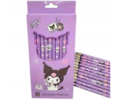 Bez Marki Rinkinys KREDEK OŁÓWKOWYCH Kredki ołówkowe 12 kolorów Kuromi Sanrio Kawaii