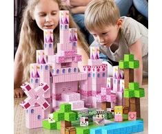 Bez Marki Rožinė Garden Princess Castle Mokomieji žaislai Magnetiniai statybiniai blokeliai 100vnt