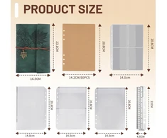 Bez Marki SĄRAŠŲ KNYGA A5 BINDER BINDER PU ODA RETRO TUŠČIA KNYGA ŽALIA ŽYMĖ