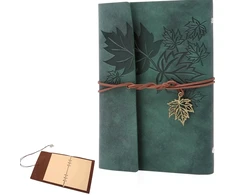 Bez Marki SĄRAŠŲ KNYGA A5 BINDER BINDER PU ODA RETRO TUŠČIA KNYGA ŽALIA ŽYMĖ