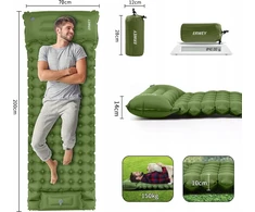 Bez Marki Savipūtis stovyklavimo čiužinys 200x70cm, ergonomiškas, žalias