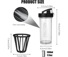 Bez Marki SHAKER 500 ml BUTELINIS BALTYMŲ PUODULIS VANDENS KOKTEILIAMS LAIKYTIS KAIRIS MIŠYKLĖLIS