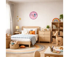 Bez Marki Sieninis laikrodis WISZĄCY DLA DZIECI STITCH ROŽINĖ ANALOGOWY NA ŚCIANĘ OZDOBA