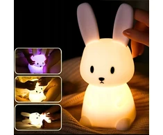 Bez Marki Silikoninė Led naktinė lemputė "kiškutis" - spalvota, Usb įkrovimas