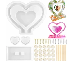 Bez Marki SILIKONINĖS FORMOS 4 VIENETĖS ŠIRDYS RĖMAS DERVOS DIY DOVANOS