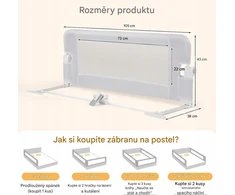 Bez Marki Składana barierka ochronna do łóżka 10043WHBS-VC, 105 x 42 cm, balta