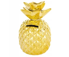 Bez Marki Skarbonka CERAMINCZA figurka ZŁOTA otwierana ANANAS na banknoty 15cm