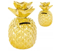 Bez Marki Skarbonka CERAMINCZA figurka ZŁOTA otwierana ANANAS na banknoty 15cm