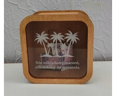 Bez Marki Skarbonka kelionės zbieram na wakacje palmy 15x15cm prezent przezroczysta