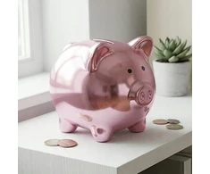 Bez Marki SKARBONKA ŚWINKA CERAMICZNA BŁYSZCZĄCA NA MONETY PREZENT DLA DZIECI