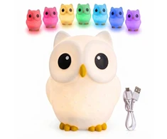 Bez Marki SOWA Lampka nocna LED vaikams – silikonowa minkšta RGB, wiele kolorów USB