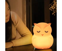 Bez Marki SOWA Naktinė lempa DLA DZIECI KOLOROWA SILIKONOWA MIĘKKA LED RGB +USB +Pultas