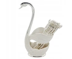 Bez Marki Stalo įrankių rinkinys Laikymas Sidabriniai Caddy Desertinės šakutės Rack Swan Sidabrinis