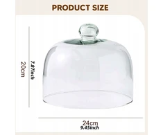 Bez Marki Stiklinio kupolo torto dangtelis Cloche ekranas, daugkartinio naudojimo skaidrus apsauginis 20 cm x 24 cm