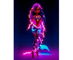 Bez Marki Syrenka. Neonowi Przyjaciele - Podświetlany obraz led Lightvibes