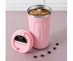 Bez Marki Terminis puodelis 450ml su Lcd ekranu, rodo temperatūrą, rožinis