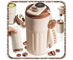 Bez Marki TERMINIS PUODULIS SU LED EKRANU THERMOS NERŪDIJANČIO PLIENO KAVOS ARBATA 450ml