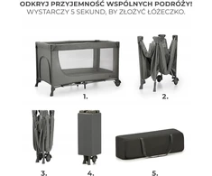 Bez Marki Turistinė lovytė 2W1 SKŁADANE Z WEJŚCIEM BOCZNYM I TORBĄ SZARE