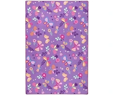 Bez Marki Violetinis Dywan Dziewczynki 140x200 Motyle kwiatki