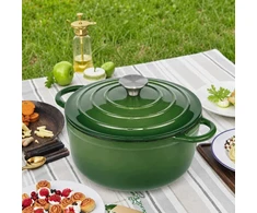 Bez Marki Žalias emaliuotas ketaus PUODAS SU DANGIU - INDUKCINIS, DUJOS - 28 CM - 5,9L