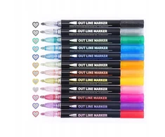 Bez Marki ŽYMEKLIAI MAGICAL METALIC MARKERS DVIGUBAI LINIJAI KONTŪRINIAI ŽYMEKLIAI 12 vnt.